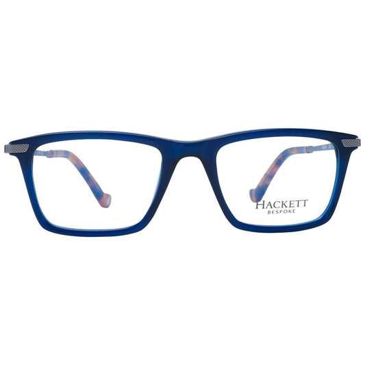 Hackett Blue Men Glasses Frame with rectangular full-rim design, made of acetate, featuring demo lenses and blue frame for men.