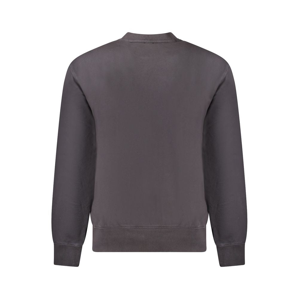 Back view of Hugo Boss Black Cotton Men Sweater showcasing sleek design with long sleeves and iconic embroidery for luxury loungewear elegance.