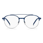 Hugo Boss Blue Metal Frames with clear lenses, model BOSS-1246-KU0, featuring blue metal frames and a minimalist design.
