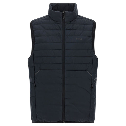 Hugo Boss Blue Polyester Sleeveless Jacket