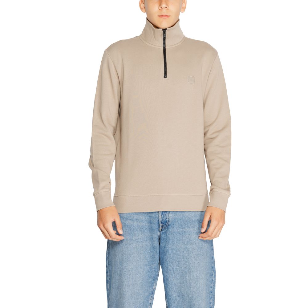 Hugo Boss Brown Cotton Sweatshirt for men, fall/winter collection, 100% cotton, stylish casual wear.