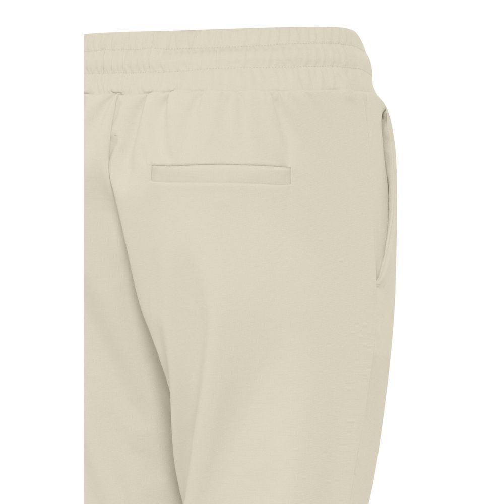 Close-up of ICHI Beige Polyester Pant showing the back and waistband details.