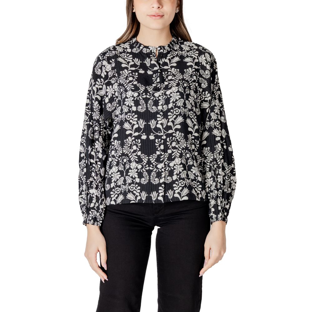 ICHI Black Viscose Blouse