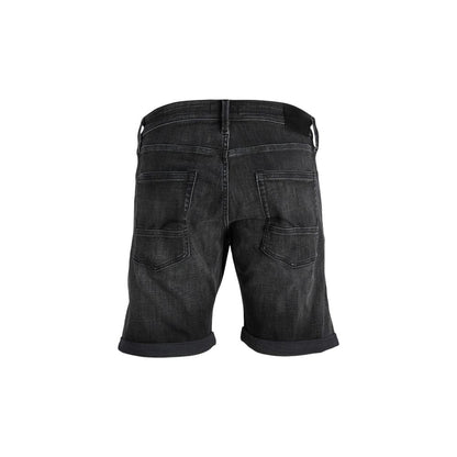 Back view of Jack Jones Black Cotton Bermuda Shorts offering casual style and comfort