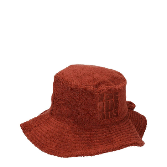 Jacquemus Brown Cotton Bucket Hat with front logo, designed in 100% cotton, casual style, terracotta color, MPN 235AC4461329840.