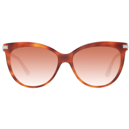 Jimmy Choo Brown Women Sunglass with plastic frame and gradient orange lenses, full-rim cat eye style providing 100% UVA & UVB protection.