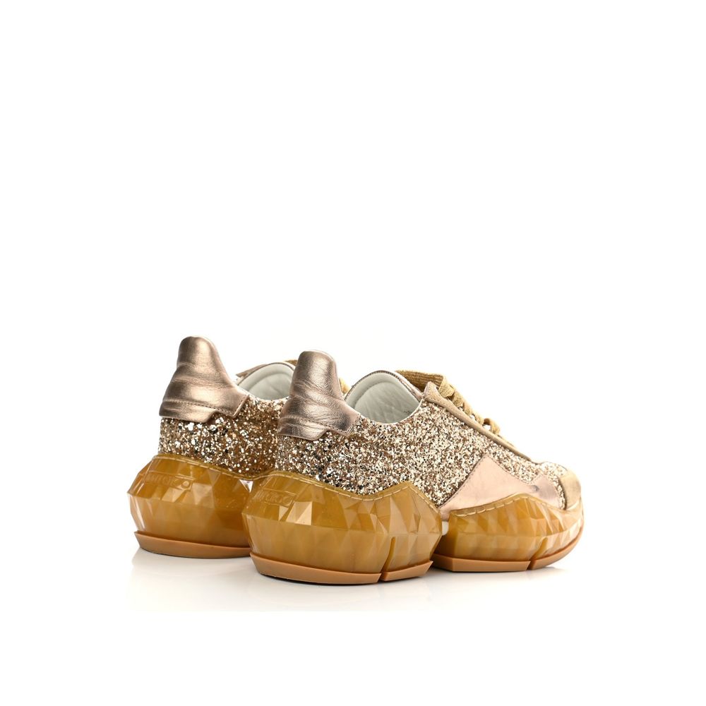 Alt Tag: Jimmy Choo Diamond Glittered Sneakers with all-over glitter and diamond-shaped sculpted soles, women's fashion footwear.