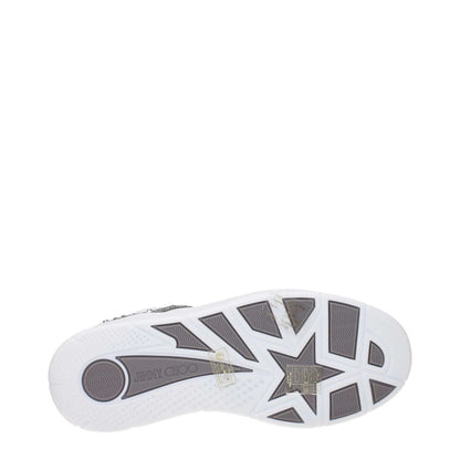 Sole of Jimmy Choo White Leather Chunky Sneakers with logo detail, rhinestones, and rubber material