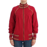 John Galliano Pink Mock Zip Cardigan Sweatshirt Sweater with logo details and front zipper, modeled on a person.