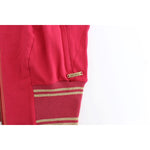 John Galliano Pink Mock Zip Cardigan Sweatshirt Sweater with logo detail and striped cuff