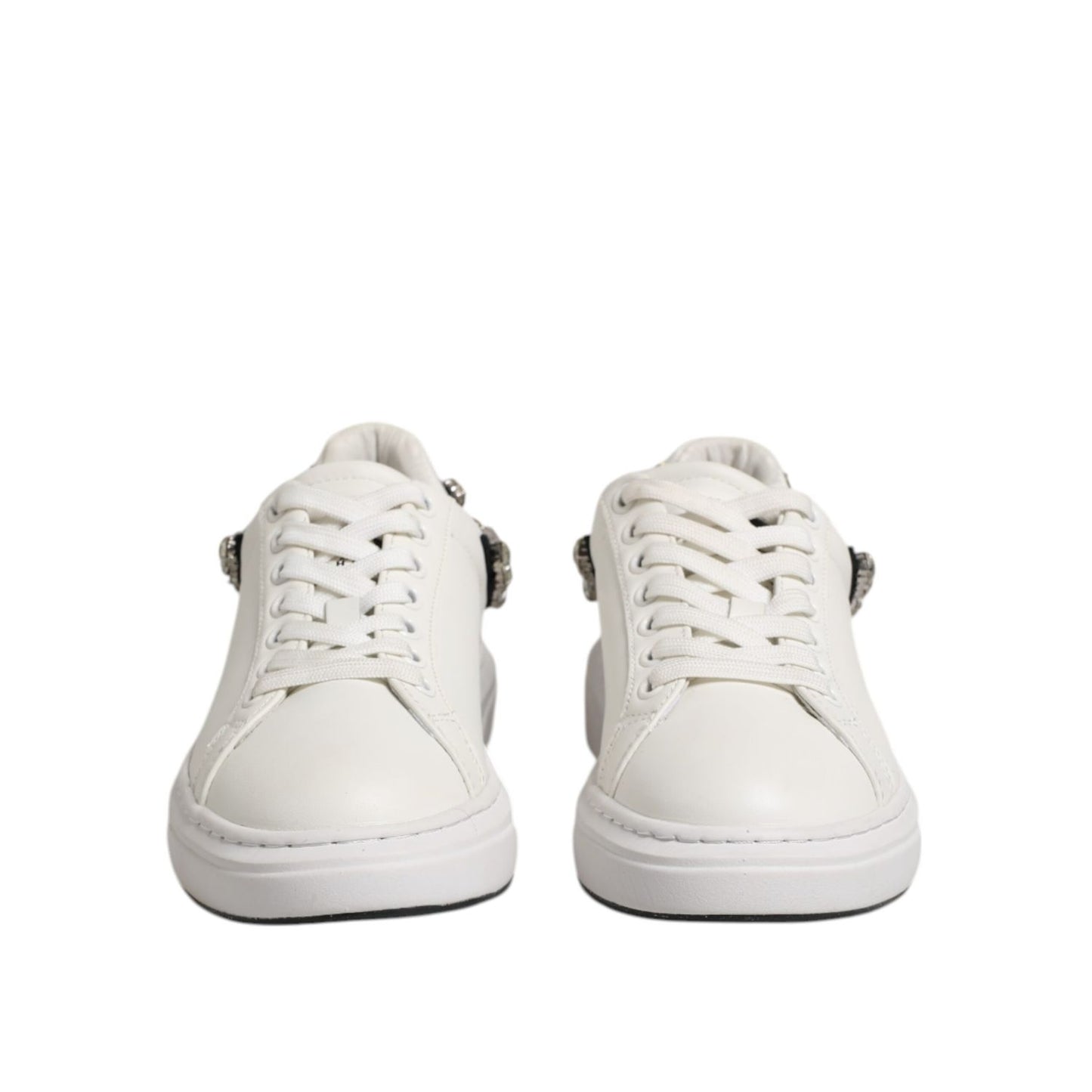 John Richmond White Rhinestone Embellished Sneakers Shoes