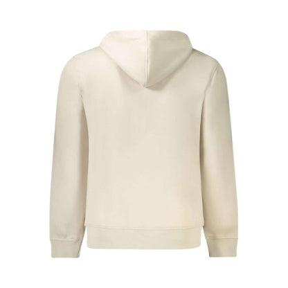 Rear view of K-WAY Beige Polyester Men Sweater Hooded showcasing back design and hood.