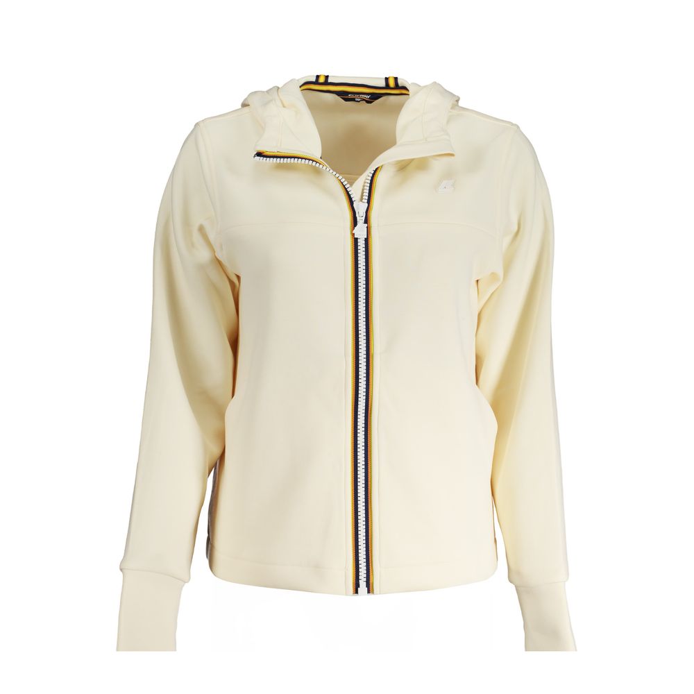 K-WAY Beige Polyester Women Sweater, hooded design with contrast details and logo, showcasing sophisticated and dynamic style.