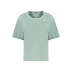 K-WAY Green Cotton Tops & T-Shirt, short sleeve, wide neck, logo application, stylish casual tee.