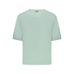 Back view of K-WAY Green Cotton Tops & T-Shirt with short sleeves, wide neck, and logo application.