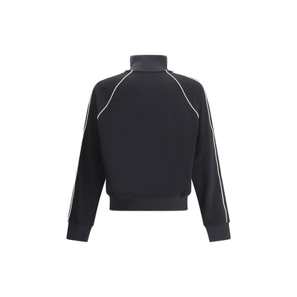 Back view of Kenzo Black Polyester Sweatshirt with contrasting piping and zip-up design.