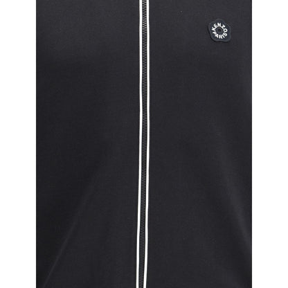 Kenzo Black Polyester Sweatshirt with double-slider zipper and Boke Flower embroidery detail.