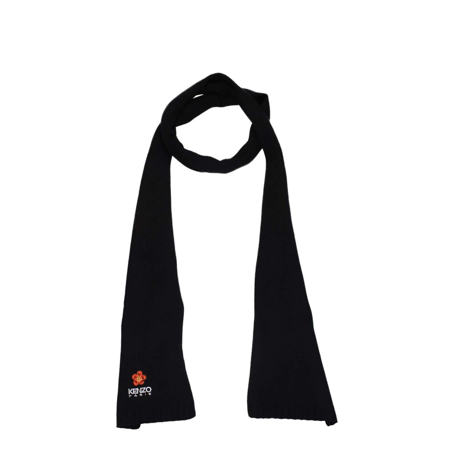 Kenzo Black Wool Scarf - Casual 100% wool scarf with logo, measuring 20x250 cm. MPN: PFD68EU191KWB99J, Code: F79267.
