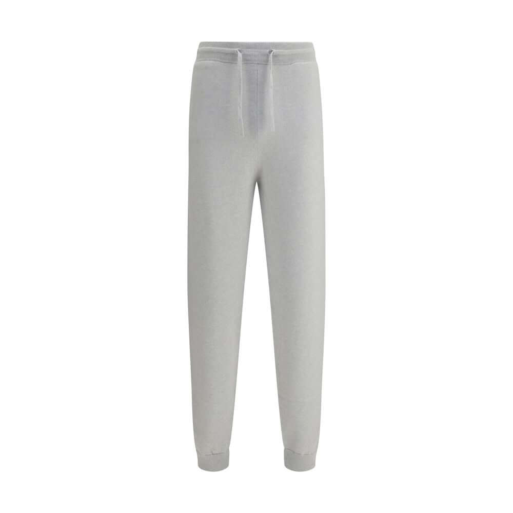 Kiton Gray Elastane Casual Pants with elasticized waistband and hem, crafted from luxurious cashmere for elegance and comfort.