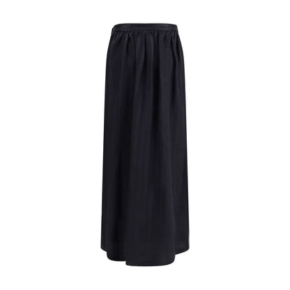 Kristina Ti Black Fleece Wool Long Skirt
