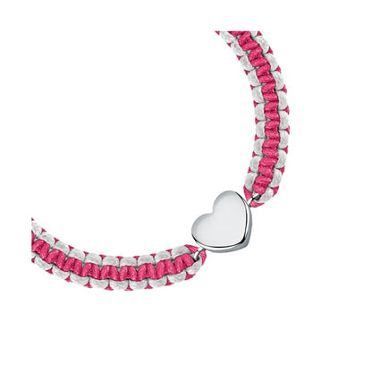 LA PETITE STORY JEWELRY Mod. LPS05ASD40 heart charm bracelet with pink and white braided band
