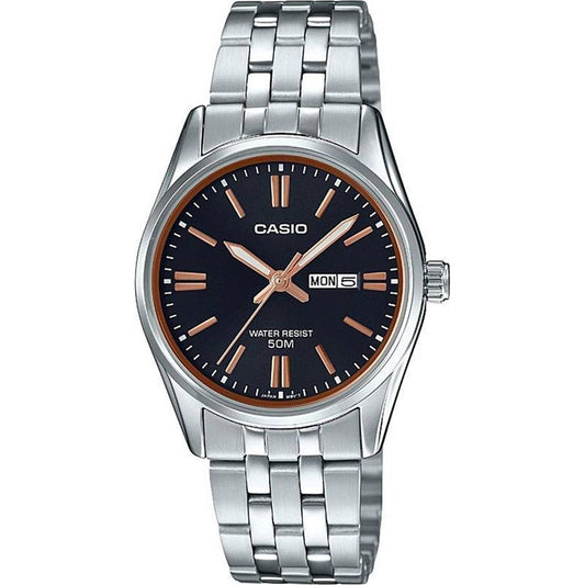 CASIO COLLECTION Mod. LADY DAY & DATE - BLACK. BRONZE INDEXES-0