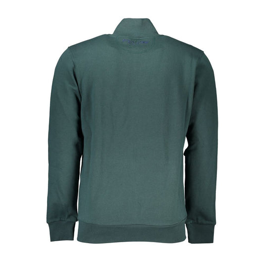 Back view of La Martina Green Cotton Men Sweater with long sleeves and sleek design.