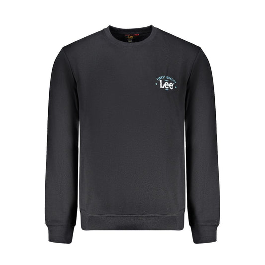 Lee Black Cotton Men Sweater - Crewneck sweatshirt with bold logo, crafted from comfortable cotton and polyester blend for style and durability.