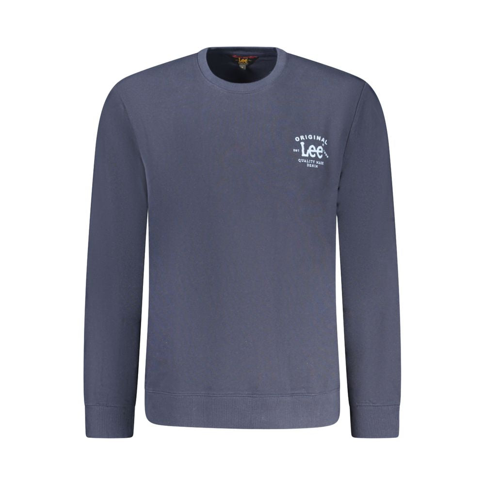 Lee Blue Cotton Men Sweater with crew neckline and logo print