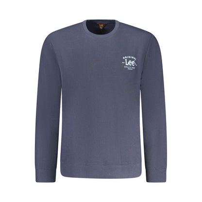 Lee Blue Cotton Men Sweater with crew neckline and logo print