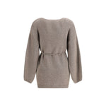 Lisa Yang Laurina Cardigan in soft cashmere, featuring a robe closure with side ties, V-neckline, and relaxed silhouette for AW25.