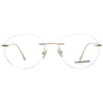 Longines Gold Men Glasses Frame with round rimless design and metal frame, suitable for men; includes branded case, size 53-17-145.