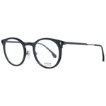 Lozza Black Unisex Glasses Frame, full-rim round metal design, size 48-21-140, with demo plastic lenses, branded case included.