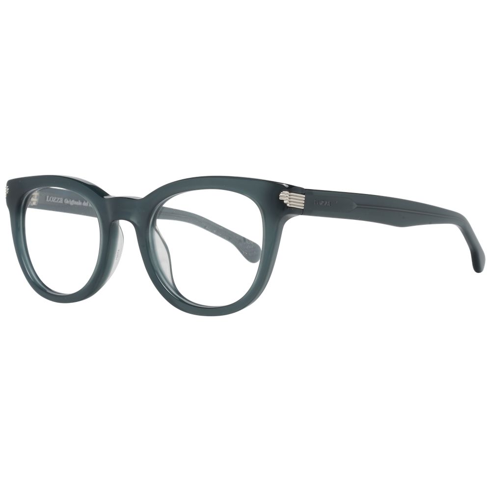 Lozza Green Women Glasses Frame, full-rim round style, plastic material, 47-21-135 size, green color, includes branded case, demo lenses.