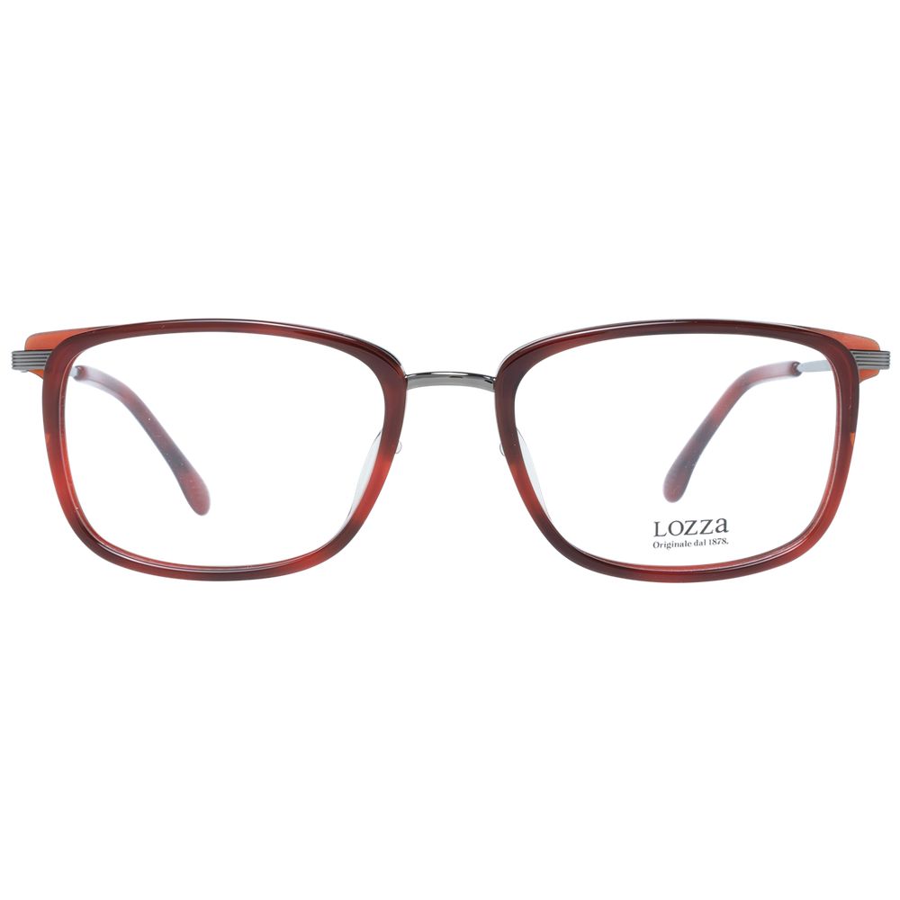 Lozza Red Men Glasses Frame, full-rim rectangle, plastic material, demo lenses, with branded case, size 54-19-140.