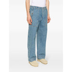 Maison Kitsuné MAISON KITSUNE' Jeans Clear Blue, light blue cotton denim with faux pocket detail and wide leg design.