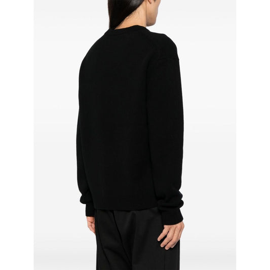 Maison Kitsuné MAISON KITSUNE' Sweaters Black wool jumper rear view with ribbed cuffs