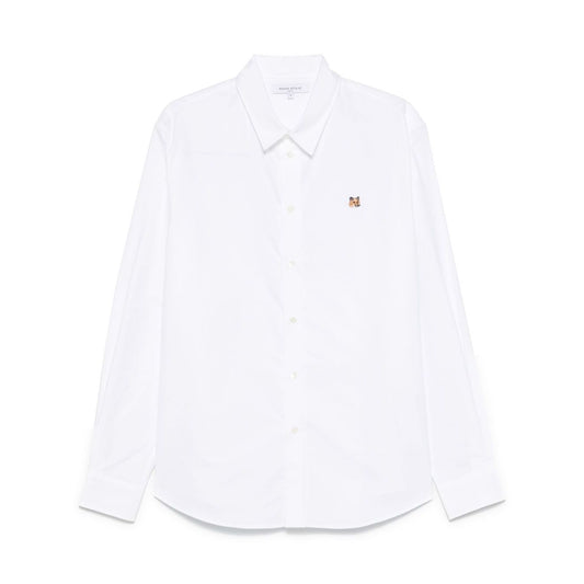 Maison Kitsuné Maison Kitsune classic shirt wth fox head logo, white cotton with button fastening and collar.
