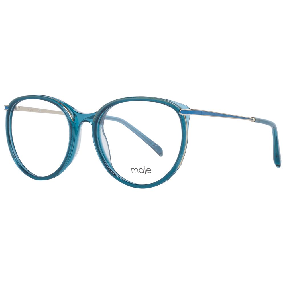 Maje Green Women Glasses Frame in full-rim round style with plastic demo lenses.