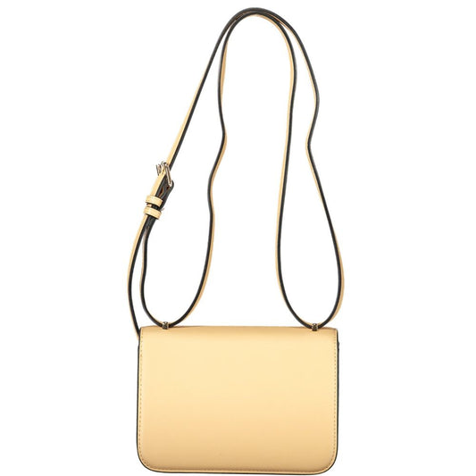 Mario Valentino Beige Polyethylene Handbag with adjustable strap, 4 internal pockets, automatic closure, and logo displayed.