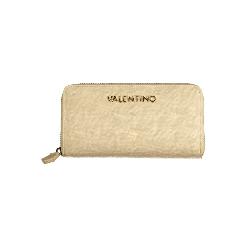 Mario Valentino Beige Polyethylene Wallet with zip closure, logo, 6 compartments, coin purse, card spaces, contrasting details.