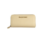Mario Valentino Beige Polyethylene Wallet with zip closure, logo, 6 compartments, coin purse, card spaces, contrasting details.