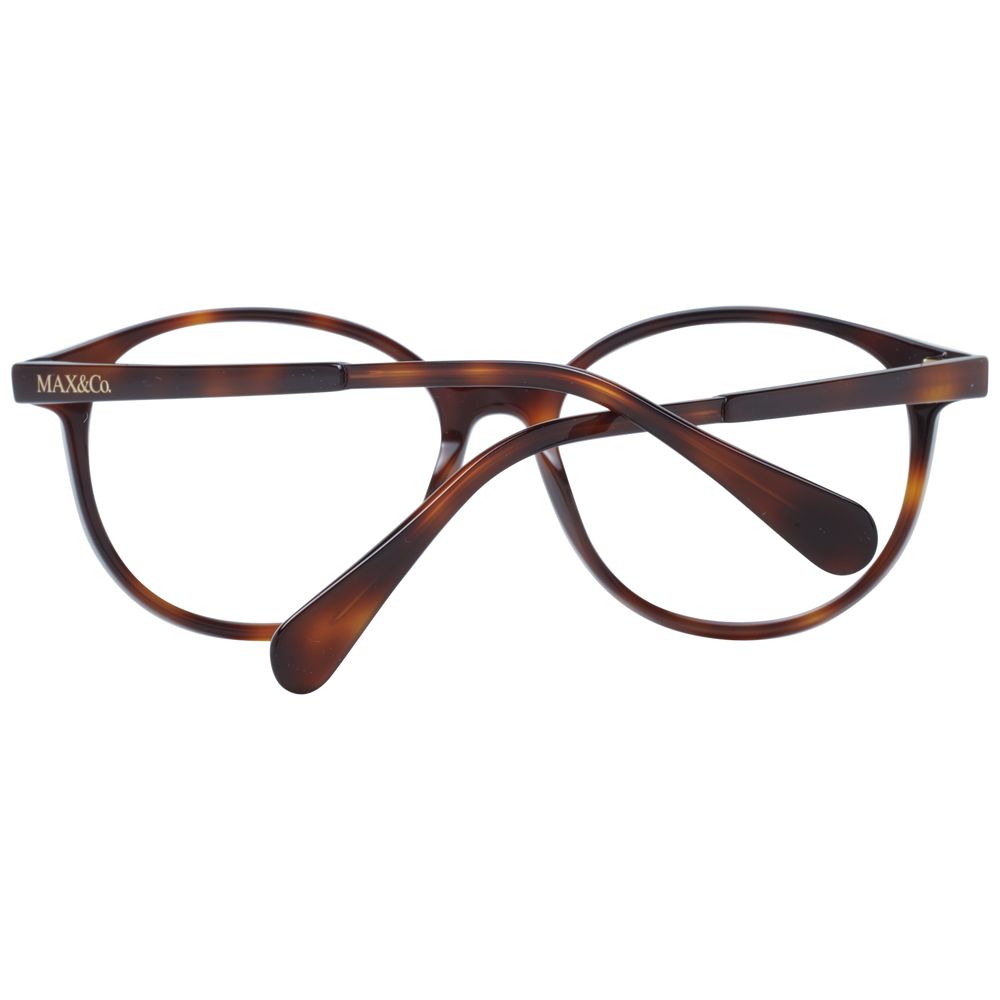 Max & Co Brown Women Glasses Frame, Panto style, full-rim, plastic material, with demo lenses, includes branded case.