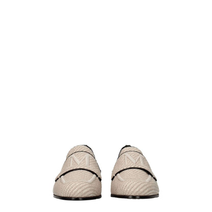 Max Mara Beige Fabric Slip-On Loafers