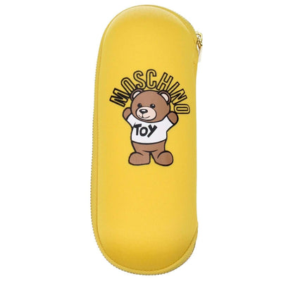 Moschino Yellow Polyester Umbrella case with bear logo design