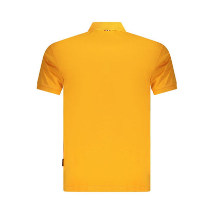 Back view of Napapijri Orange Cotton Men Polo Shirt, showcasing vibrant color and sleek silhouette.