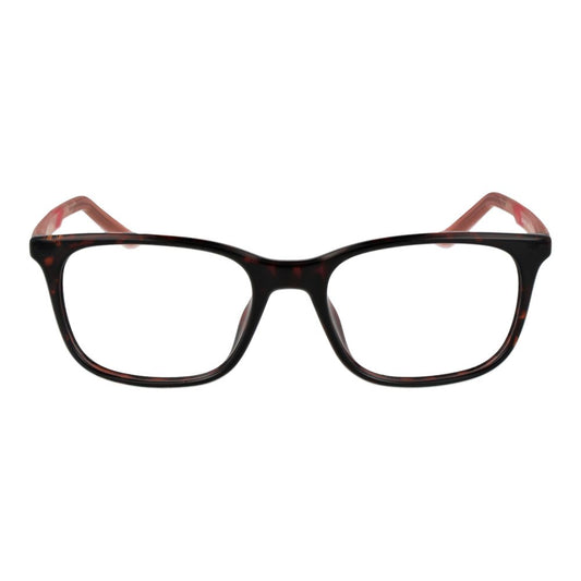 Nike Green Women Glasses Frame with full-rim stainless steel and rectangle style, lenses width 53mm, brown frame, includes branded case