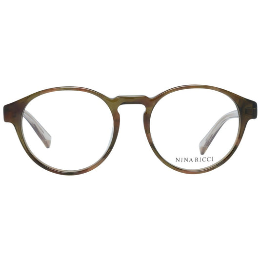 Nina Ricci Green Women Glasses Frame in round, full-rim style with plastic frame and spring hinge, includes branded case.