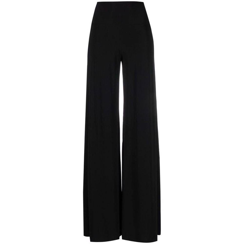 Norma Kamali Trousers Black, high-waisted flared trousers with two side slit pockets in Elephant jersey fabric.