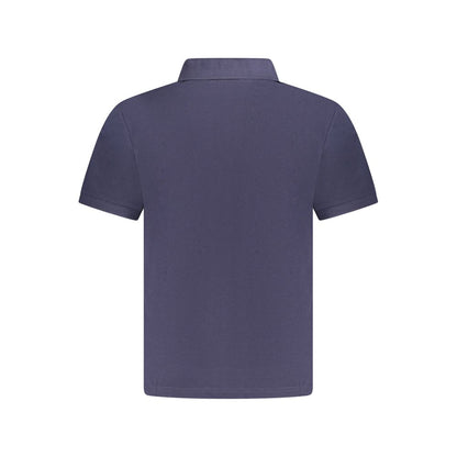 Back view of North Sails Blue Cotton Men Polo Shirt with short sleeves and premium cotton material for stylish comfort.